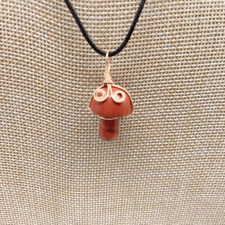 Mushroom Shaped Stone Crystal Necklace Pendant