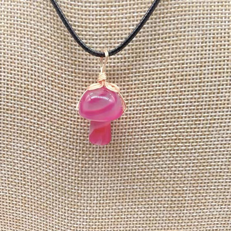 Mushroom Shaped Stone Crystal Necklace Pendant