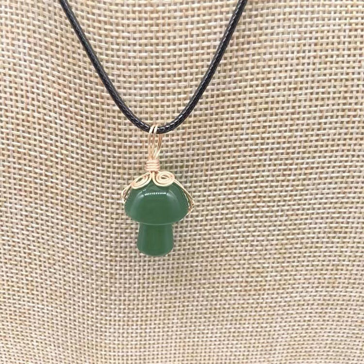Mushroom Shaped Stone Crystal Necklace Pendant