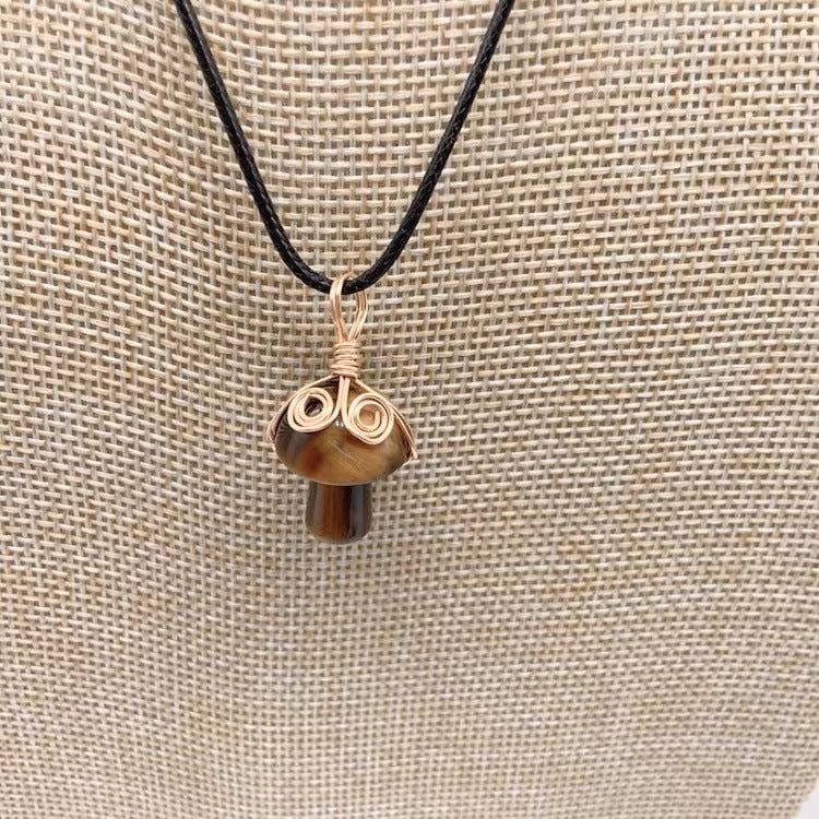 Mushroom Shaped Stone Crystal Necklace Pendant