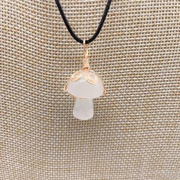 Mushroom Shaped Stone Crystal Necklace Pendant