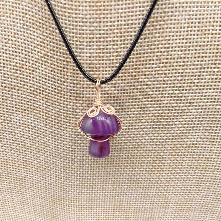 Mushroom Shaped Stone Crystal Necklace Pendant