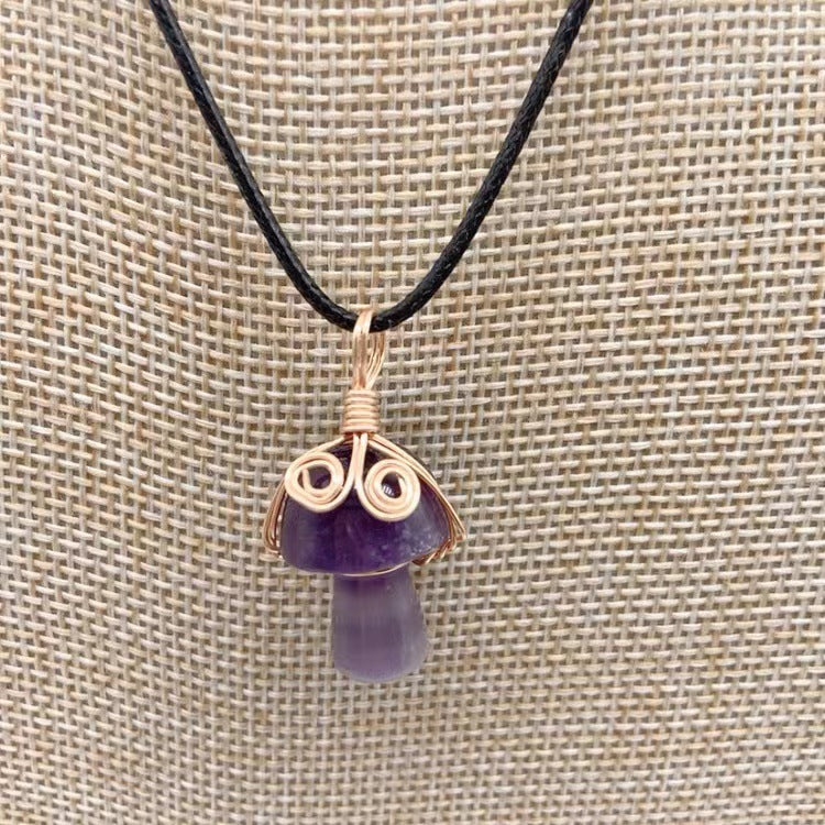 Mushroom Shaped Stone Crystal Necklace Pendant
