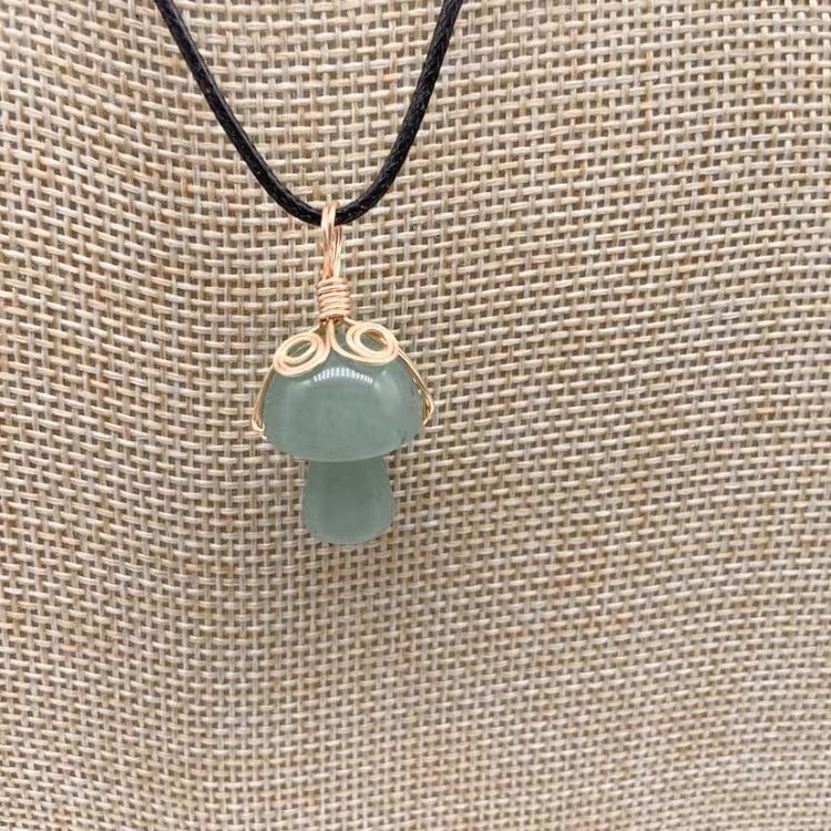 Mushroom Shaped Stone Crystal Necklace Pendant