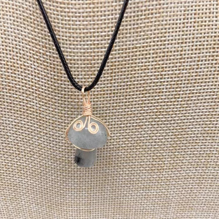 Mushroom Shaped Stone Crystal Necklace Pendant