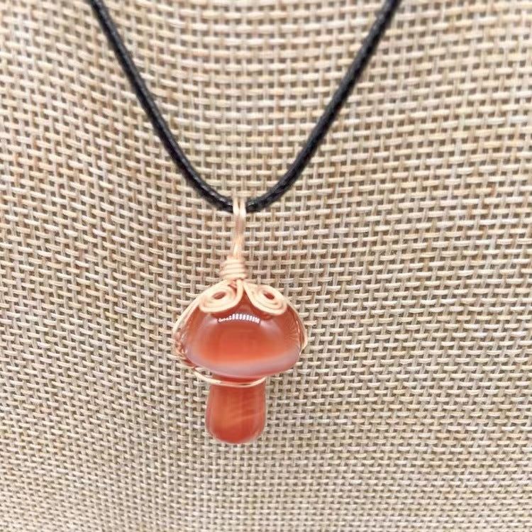 Mushroom Shaped Stone Crystal Necklace Pendant