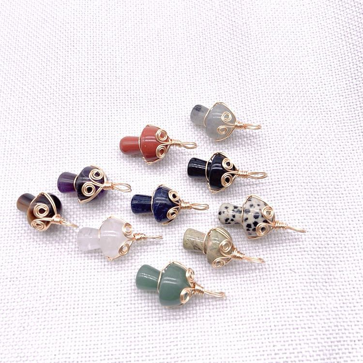 Mushroom Shaped Stone Crystal Necklace Pendant