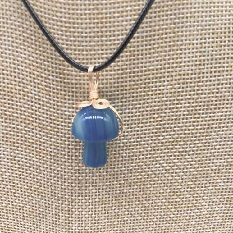 Mushroom Shaped Stone Crystal Necklace Pendant