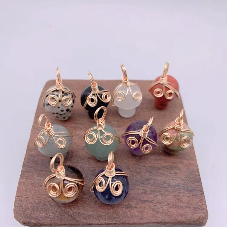 Mushroom Shaped Stone Crystal Necklace Pendant