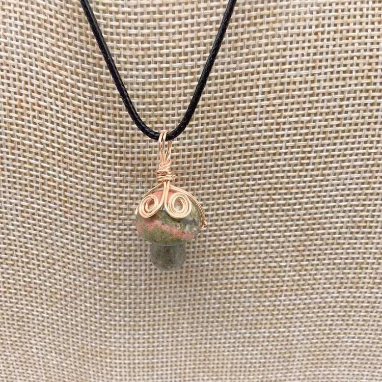 Mushroom Shaped Stone Crystal Necklace Pendant