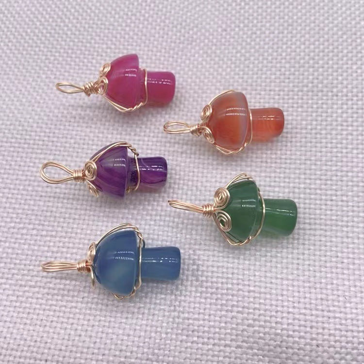 Mushroom Shaped Stone Crystal Necklace Pendant