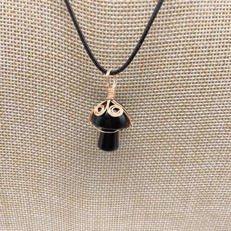 Mushroom Shaped Stone Crystal Necklace Pendant
