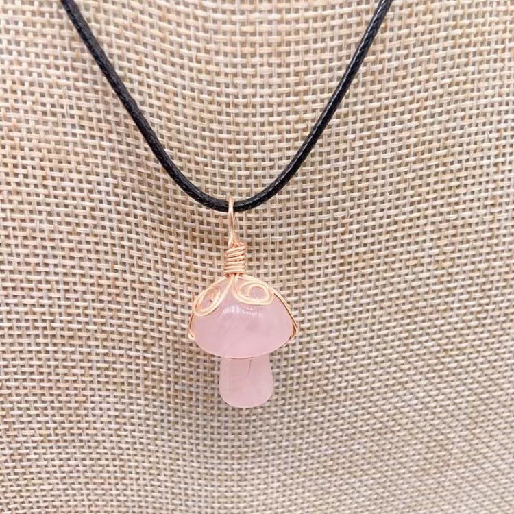 Mushroom Shaped Stone Crystal Necklace Pendant