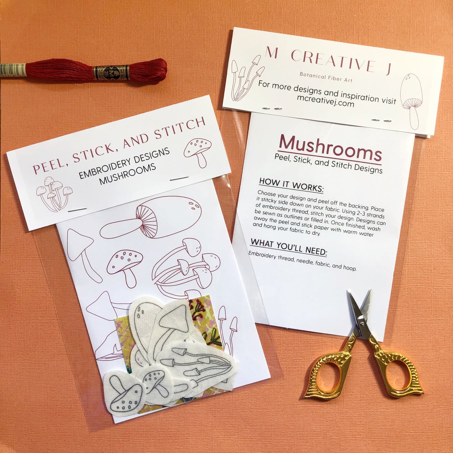 DIY Mushroom Embroidery. Peel Stick and Stitch Patterns - Humble Mushrooms
