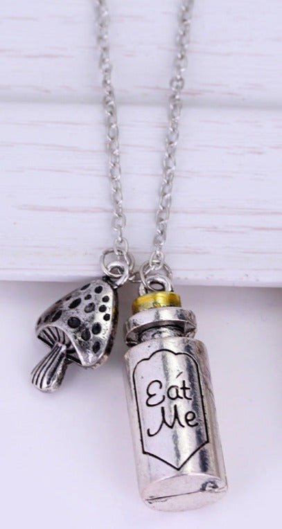 Eat Me Bottle Mushroom Pendant Necklace - Humble Mushrooms