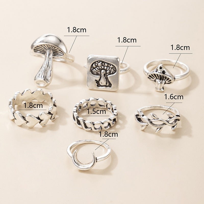 Moon Mushroom Love Fashion Ring Set - Humble Mushrooms