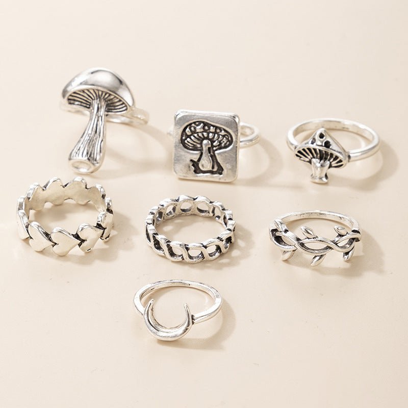 Moon Mushroom Love Fashion Ring Set - Humble Mushrooms