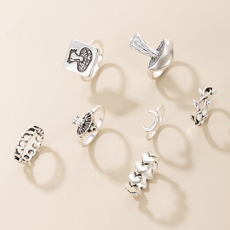 Moon Mushroom Love Fashion Ring Set - Humble Mushrooms