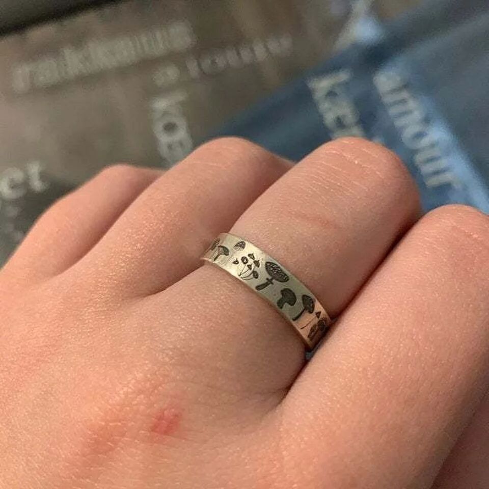 Mushroom Pattern Retro Simple Silver Ring - Humble Mushrooms