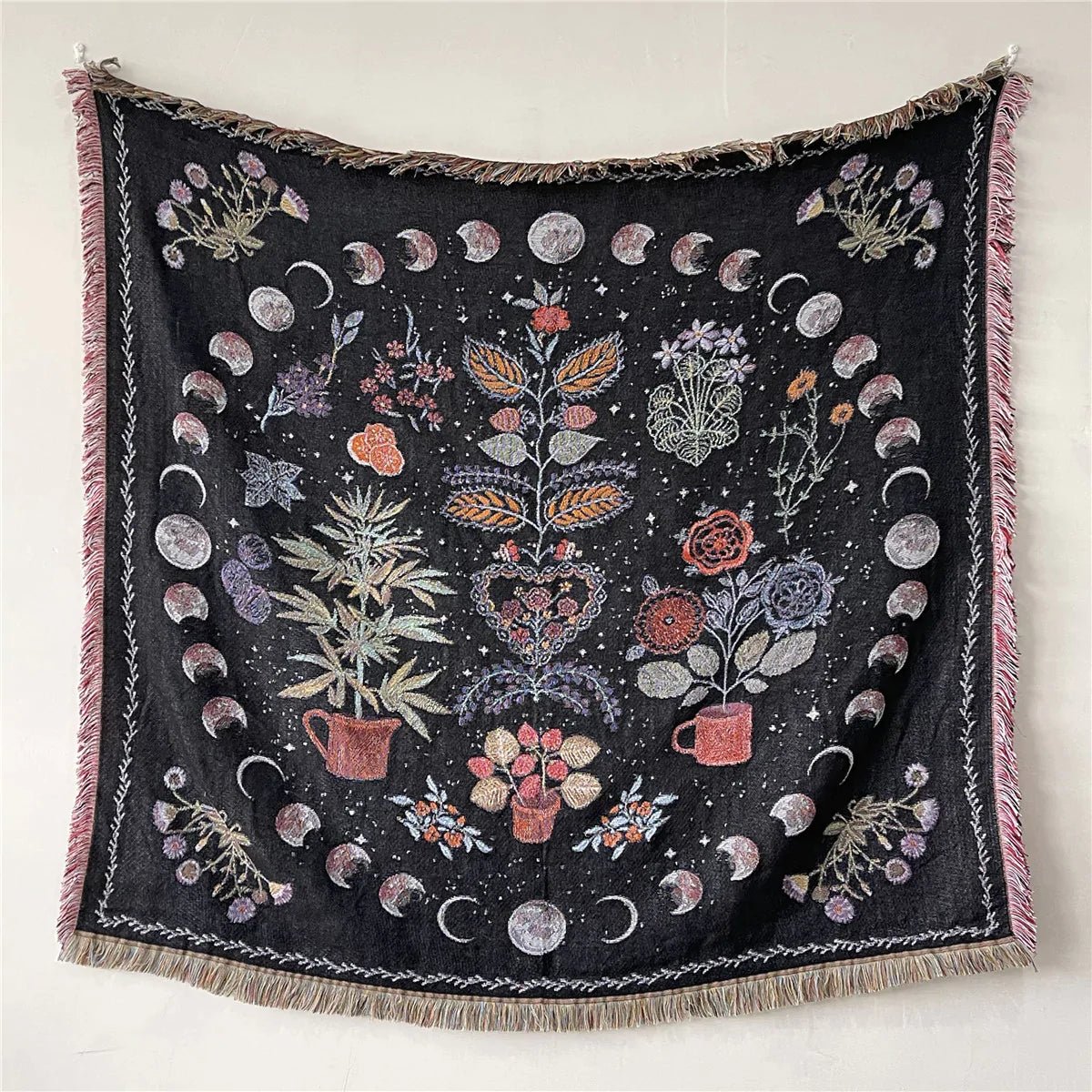 Sofa Blanket Luna Flower Pots Bohemian Blanket Throw - Humble Mushrooms