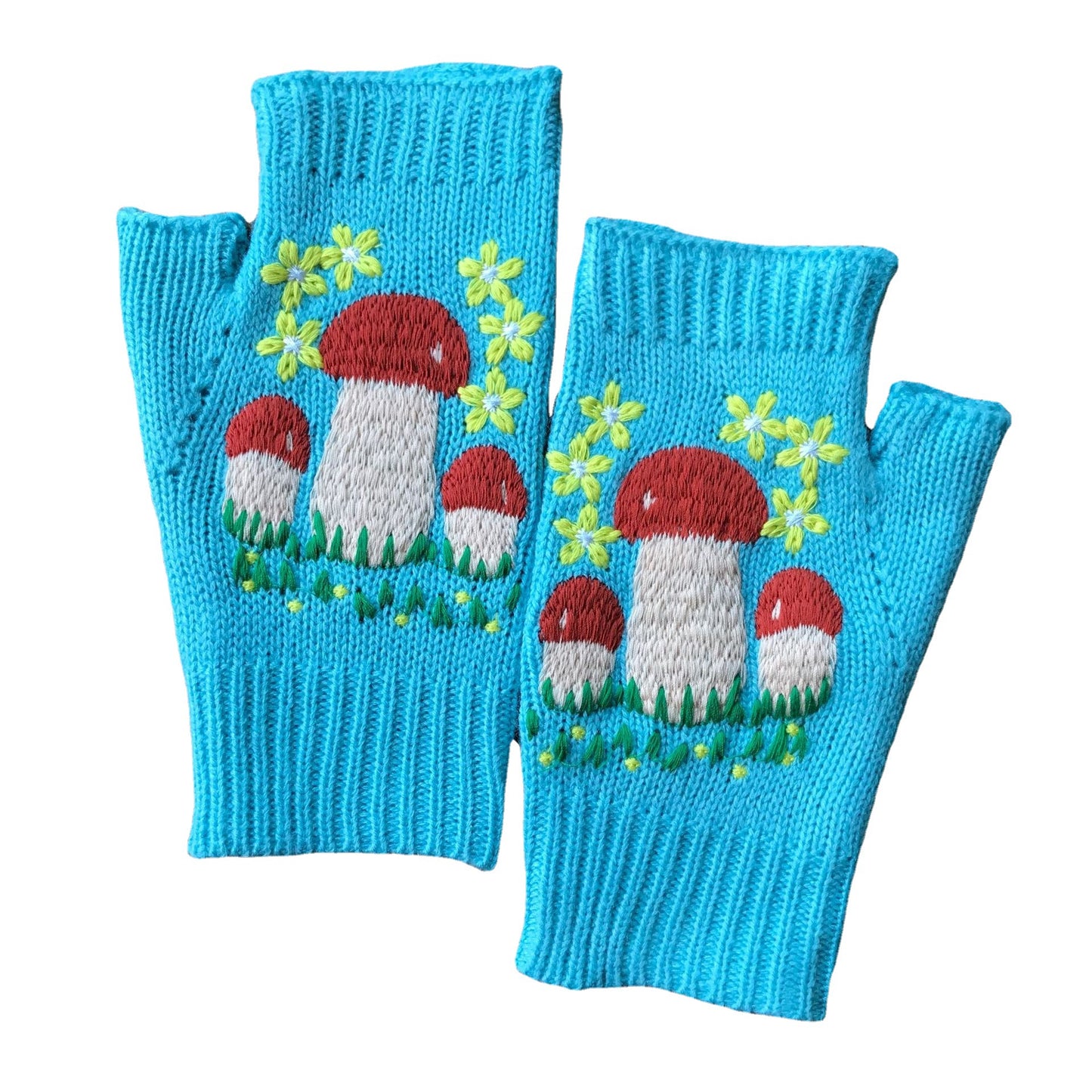 Warm Knitted Mushroom Gloves