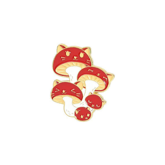 Mushroom Caps Cats Hat Pin