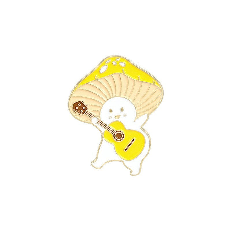 Mushroom with Guitar Hat Pin