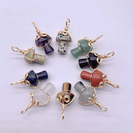 Mushroom Shaped Stone Crystal Necklace Pendant