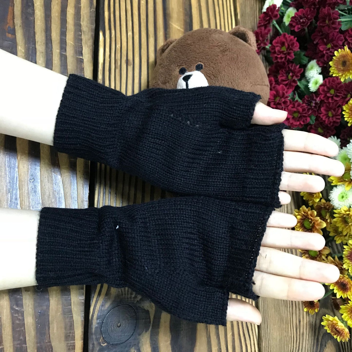 Warm Knitted Mushroom Gloves