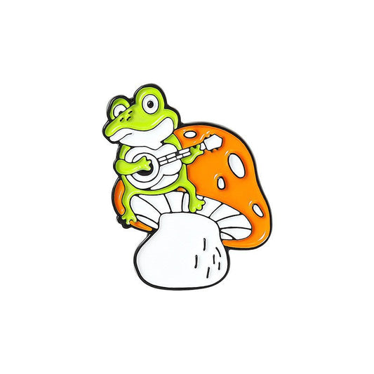 Frog On A Mushroom Hat Pin