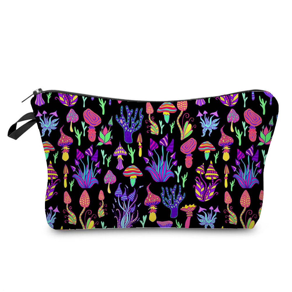 Fantasy Mushroom Print Cosmetic Travel Bag