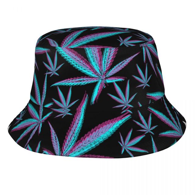 Bucket Hat Psychedelic Magic Blue Pot Leaves - Humble Mushrooms