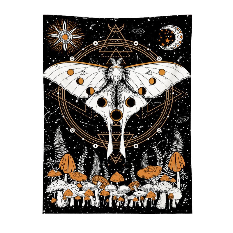 Butterfly Moon Mushrooms Wall Art Tapestry - Humble Mushrooms