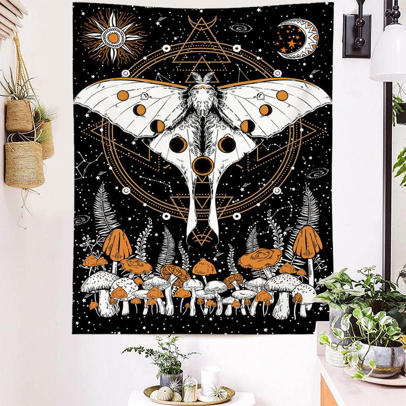 Butterfly Moon Mushrooms Wall Art Tapestry - Humble Mushrooms