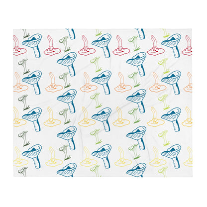 Chanty Colorful Love Plush Throw Blanket - Humble Mushrooms