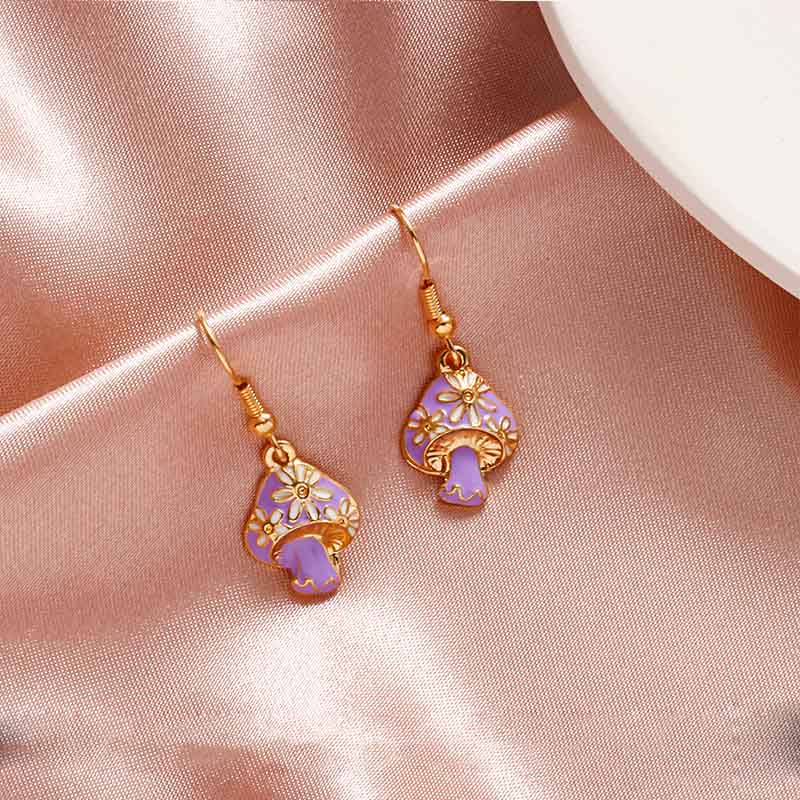 Color Small Drop Mushroom Earrings - Humble Mushrooms