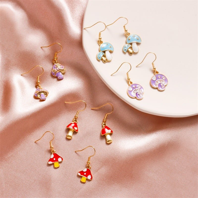 Color Small Drop Mushroom Earrings - Humble Mushrooms