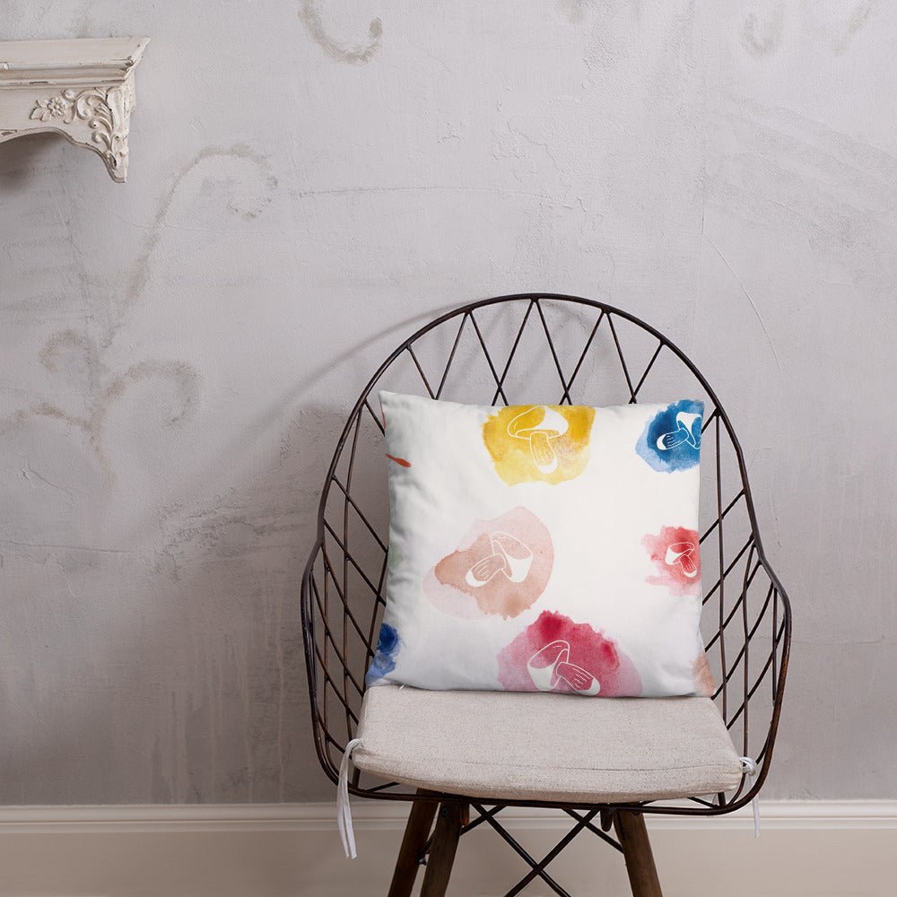 Color Splash Mushrooms Pillow - Humble Mushrooms