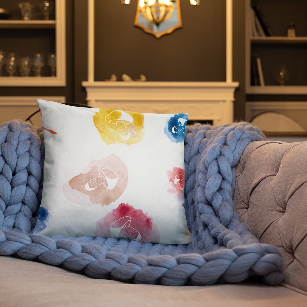 Color Splash Mushrooms Pillow - Humble Mushrooms