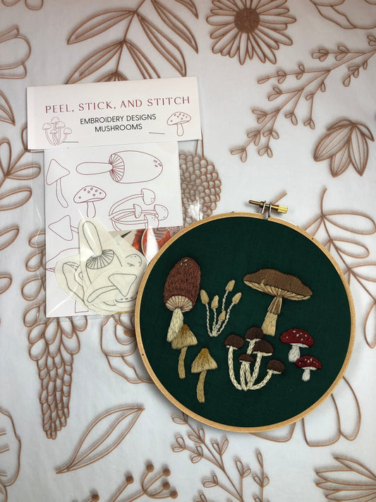 DIY Mushroom Embroidery. Peel Stick and Stitch Patterns - Humble Mushrooms