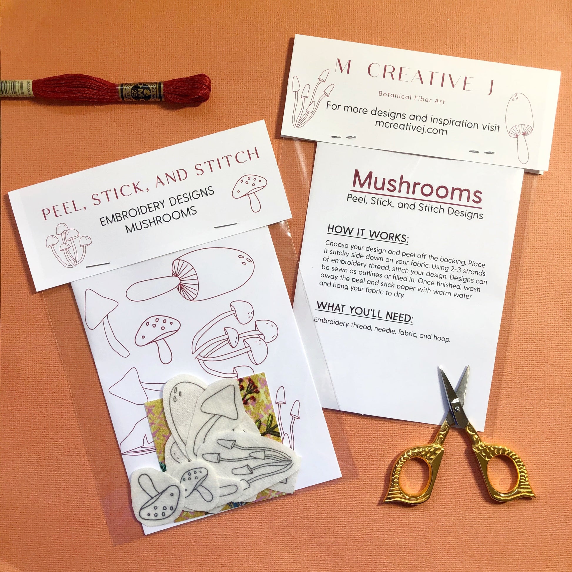DIY Mushroom Embroidery. Peel Stick and Stitch Patterns - Humble Mushrooms