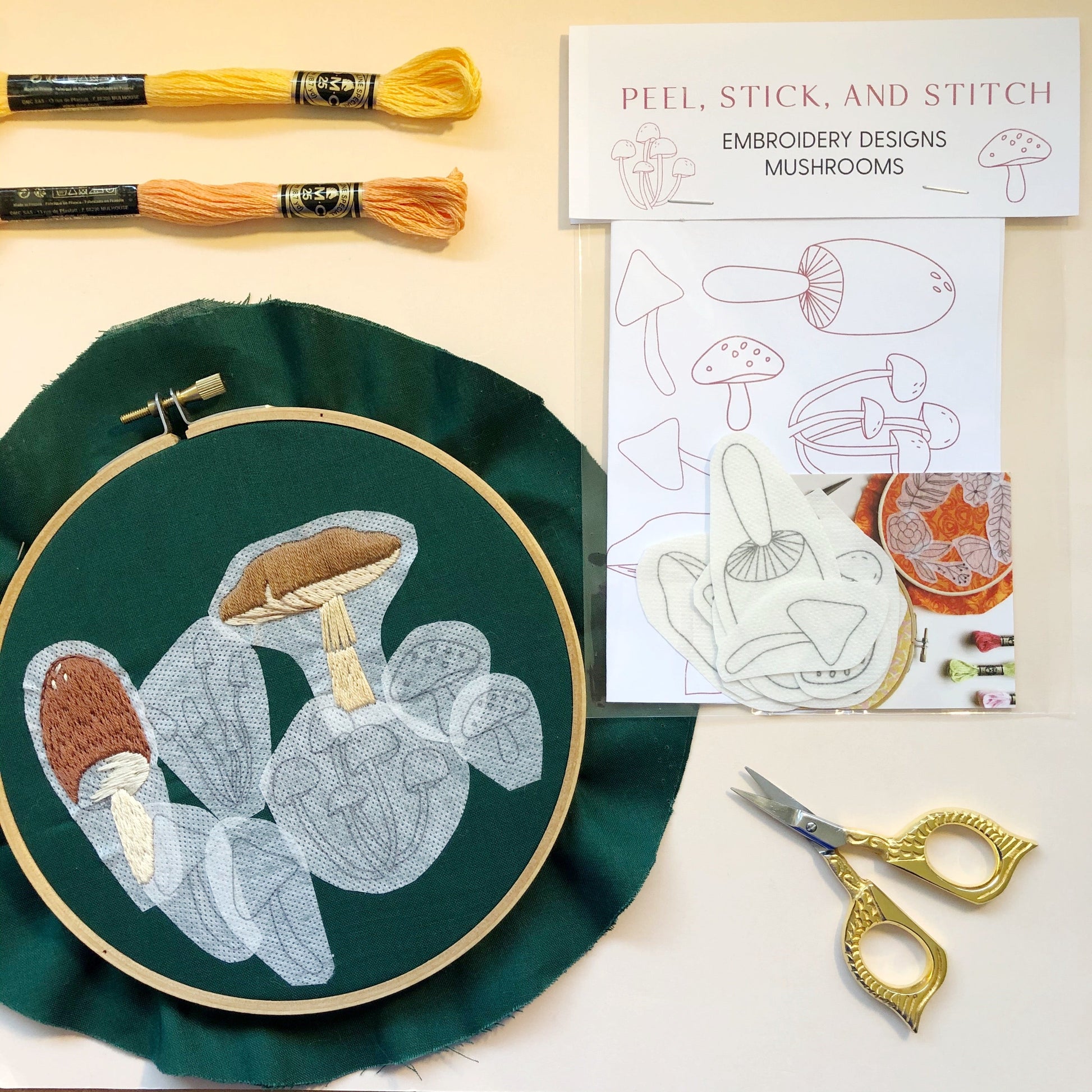 DIY Mushroom Embroidery. Peel Stick and Stitch Patterns - Humble Mushrooms