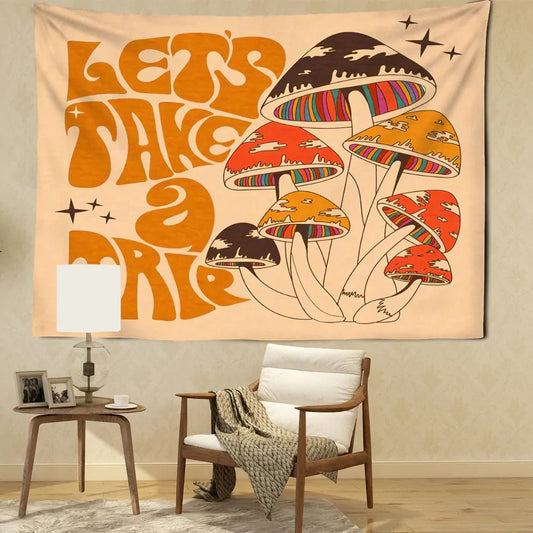 Dream Mushroom Psychedelic Let's Take A Trip Home Decor Tapestry - Humble Mushrooms