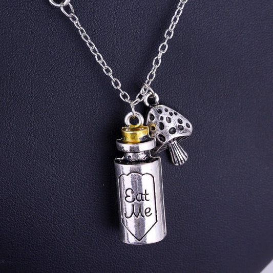 Eat Me Bottle Mushroom Pendant Necklace - Humble Mushrooms