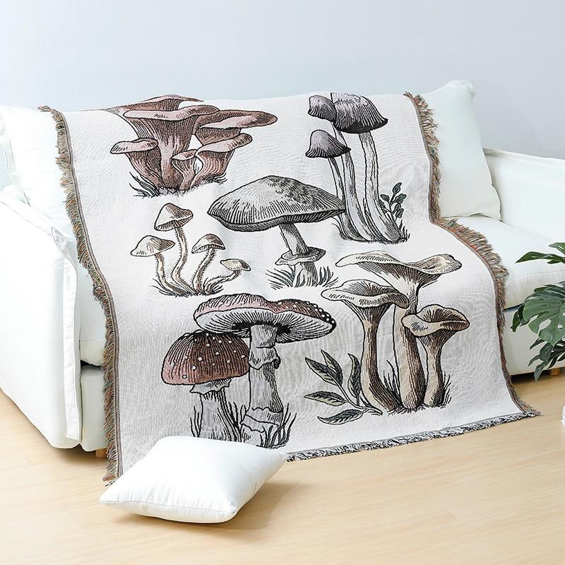 Magic Mushroom Fringed Throw Blanket - Humble Mushrooms