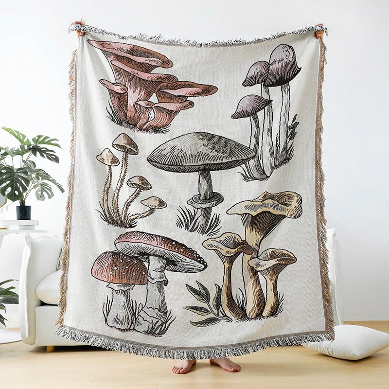 Magic Mushroom Fringed Throw Blanket - Humble Mushrooms