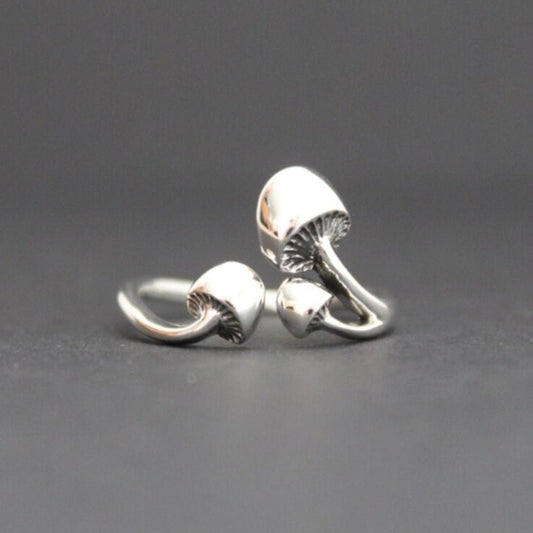 Mushroom Adjustable Silver Ring - Humble Mushrooms