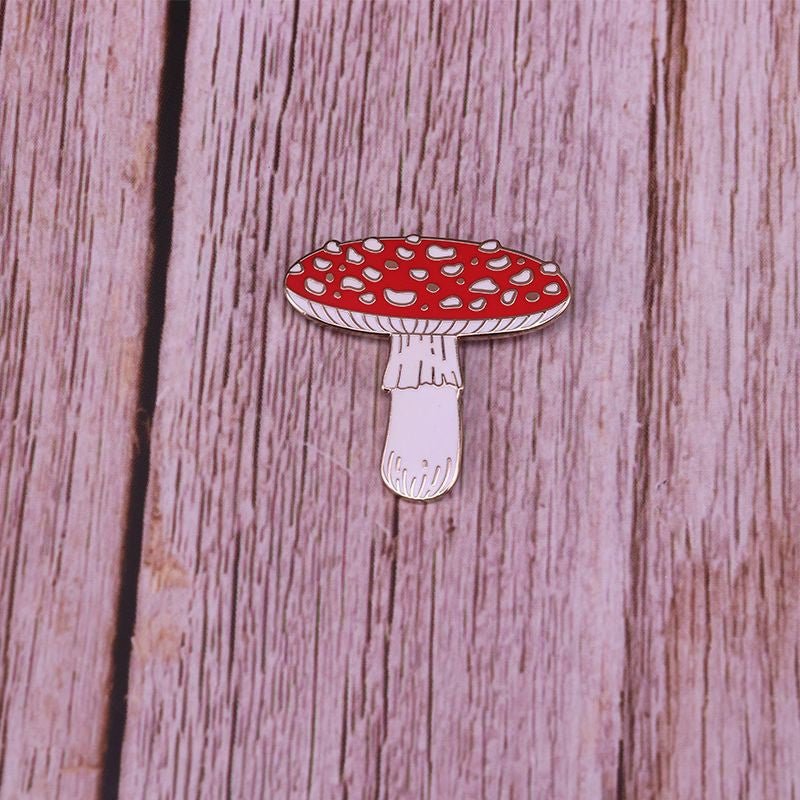 Red Mushroom Brooch Woodland Forest Nature Hat Pin - Humble Mushrooms