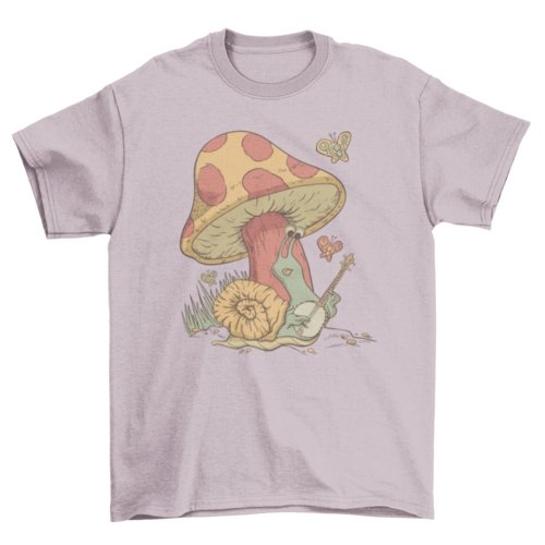 Snail Playing Banjo Mushroom Tee - Humble Mushrooms