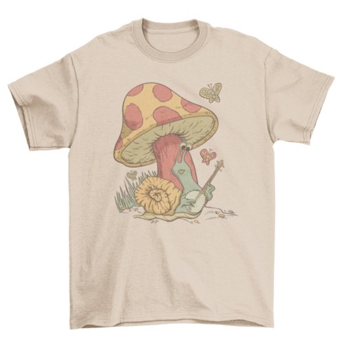 Snail Playing Banjo Mushroom Tee - Humble Mushrooms